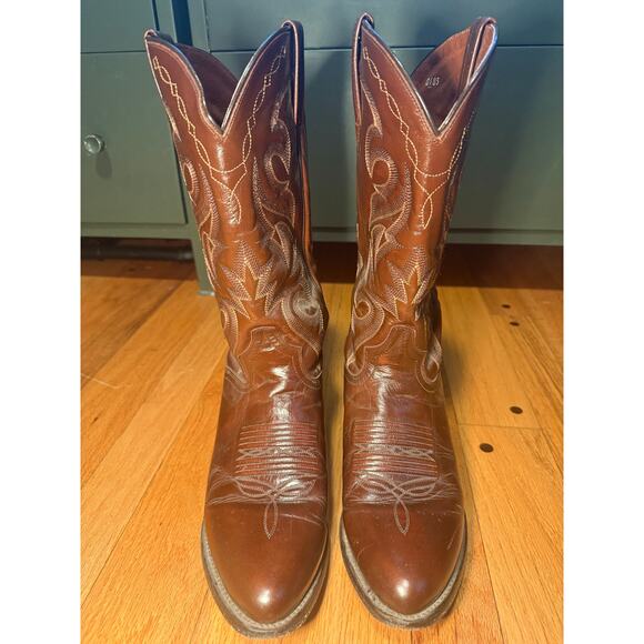 Dan Post Men's Sz 9D Brown Leather Cowboy Western Ranch Pull On Boots - Picture 7 of 11